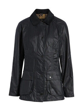 NEW,  BARBOUR Beadnell Waxed Cotton Jacket in Navy size 12  #WAX326